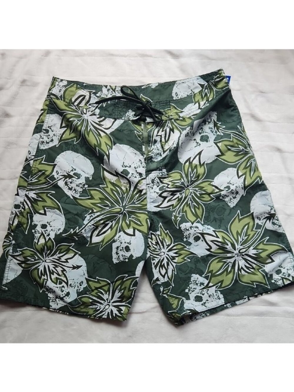 Men's Phys.Sci, Summer, Beach, Pool Resortwear Green Skull Head Men's Swim